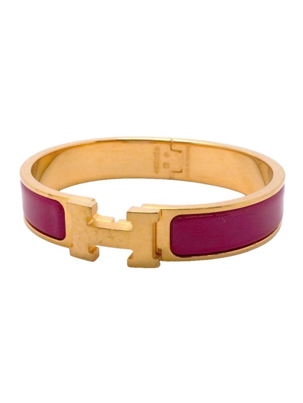 Hermes Bangle Clic Clac PM Gold Plated Red Bracelet